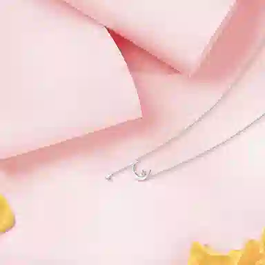 【S925银】 六桂福珠宝 星月系列 小众设计经典百搭精致简约日常高级感轻奢平安通勤温柔气质可调节锁骨链  锆石 项链 女款