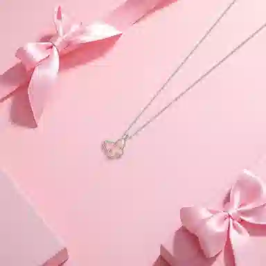 【S925银】 六桂福珠宝 蝴蝶小众设计经典百搭精致简约学生日常高级感轻奢通勤转运约会温柔气质可调节#好运 锆石 项链 女款