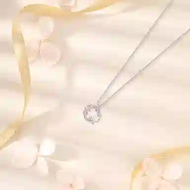 【纯银999】 六桂福珠宝 花环 经典百搭小众设计高级感学生日常简约精致轻奢转运约会通勤温柔气质可调节锁骨链 足银 项链 女款