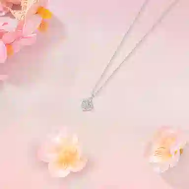 【S925银】 六桂福珠宝 四叶草 小众设计经典百搭精致简约学生日常高级感轻奢通勤转运约会温柔气质可调节 锆石 项链 女款