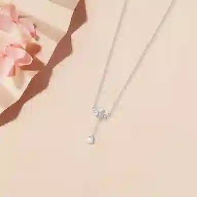 【S925银】 六桂福珠宝 蝴蝶 小众设计经典百搭精致简约日常高级感轻奢平安通勤约会温柔气质可调节锁骨链#好运 锆石 项链 女款