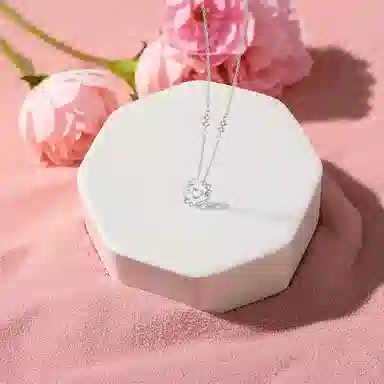 【纯银999】 六桂福珠宝 羽你相伴 小众设计百搭经典高级感学生日常精致简约轻奢转运约会通勤温柔气质可调节锁骨链 足银 项链 女款
