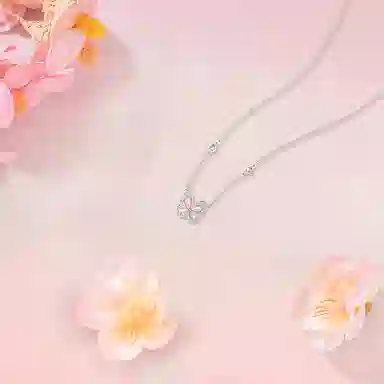 【纯银999】 六桂福珠宝 蝴蝶 经典百搭小众设计高级感学生日常简约精致轻奢转运约会通勤温柔气质可调节锁骨链#好运 足银 项链  女款