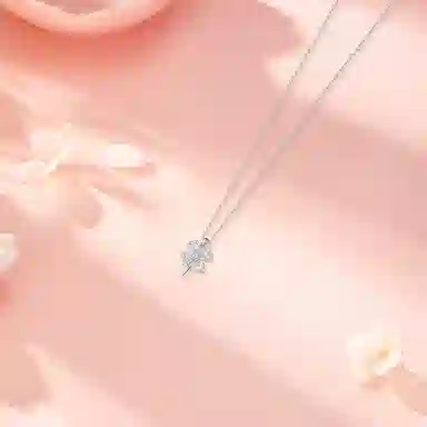 【纯银999】 六桂福珠宝 四叶草 经典百搭小众设计高级感精致简约学生日常时尚约会轻奢通勤温柔气质可调节锁骨链  足银 项链 女款