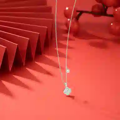 【纯银999】 六桂福珠宝 福牌 小众设计经典百搭学生日常简约高级感精致轻奢平安约会通勤温柔气质可调节锁骨链 足银 项链 女款