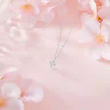 【纯银999 | 四芒星】 六桂福珠宝 经典百搭小众设计极简轻奢约会高级感学生日常精致简约通勤温柔气质可调节锁骨链 足银 项链 女款