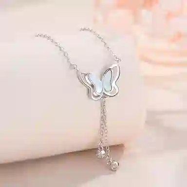 迷颂玛 灵蝶双层流苏吊坠 铜 项链 女款