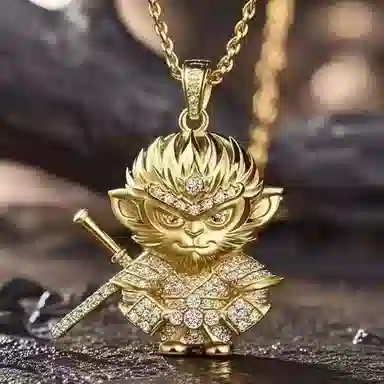 喜潮 黑神话黄铜镀金孙悟空吊坠包金一念成魔猴哥串斗战胜佛 黄铜镀金 项链 男女同款情侣款
