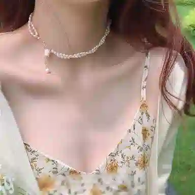 喜潮新款轻奢高级感欧美风 珍珠铃兰花 双层 设计感 项链 女款