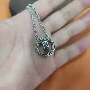 喜潮 六字真言项链男转运珠吊坠匠心打造高级感复古中国风设计配饰饰品 钛钢 项链 女款
