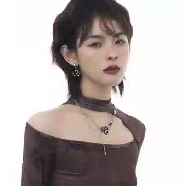喜潮 锆石绿色爱心锁骨链新款时尚轻奢风项链女百搭高级感饰品