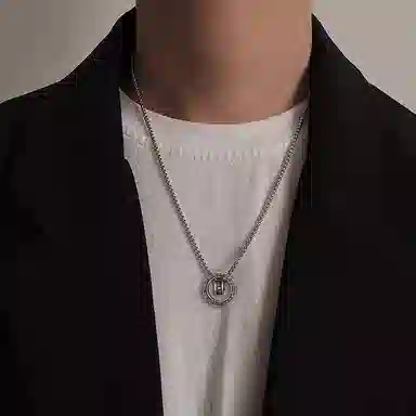 喜潮 六字真言项链男转运珠吊坠匠心打造高级感复古中国风设计配饰饰品 钛钢 项链 女款