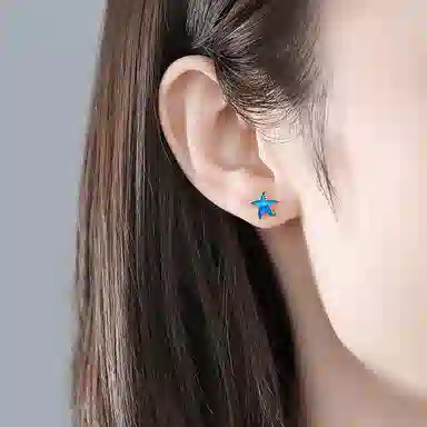 喜潮 蓝色迷你海星耳钉女气质简约可爱百搭日韩个性小巧饰品
