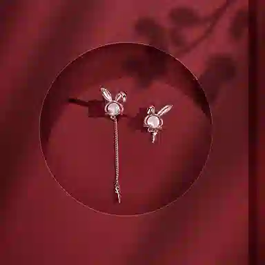 喜潮 兔子流苏小众设计高级感轻奢 人造月光石 耳环 女款 # 精美礼盒
