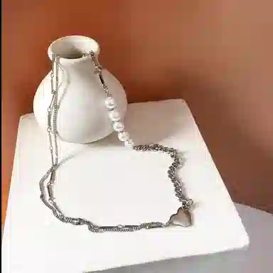 喜潮 创意拼接十字架珍珠锁骨链 精致轻奢优雅小众高级感 项链 女款