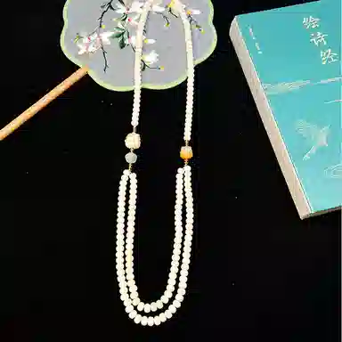 喜潮 新中式国风配饰旗袍禅意 白玉菩提 项链 女款