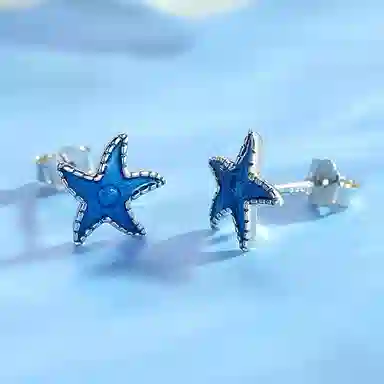 喜潮 蓝色迷你海星耳钉女气质简约可爱百搭日韩个性小巧饰品