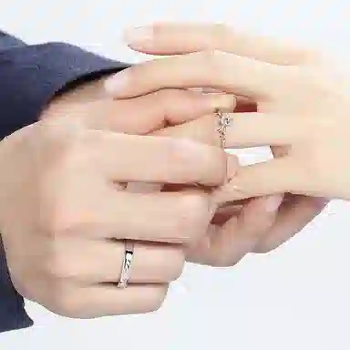 喜潮 日韩 活口 精工 银饰 活口 男女同款情侣款 白锆石对戒+证书+蝴蝶结包装,白锆石对戒+证书+一朵花包装,白锆石对戒+证书+抽拉包装,白锆石