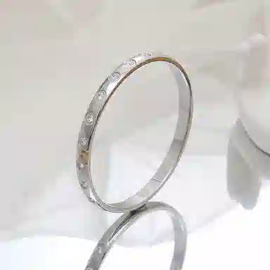 喜潮 欧美金属风个性简约 钛钢 锆石 手镯 女款