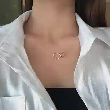 喜潮 几何圆环吊坠 精致轻奢优雅小众高级感锁骨链 项链 女款