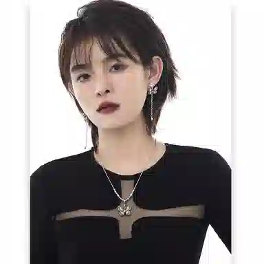 喜潮 蝴蝶系列项链女复古时尚小众设计高级感甜酷风耳环戒指配饰品