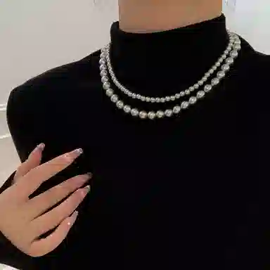 喜潮 轻奢复古灰色 气质高级感小香风 温柔法式 合金 项链 女款
