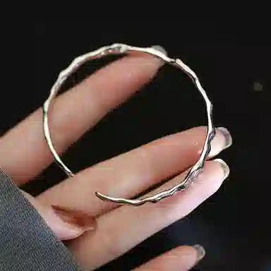 喜潮 波浪素圈纯手工 实心小众 手镯 女款
