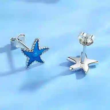 喜潮 蓝色迷你海星耳钉女气质简约可爱百搭日韩个性小巧饰品