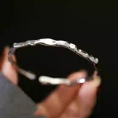 喜潮 波浪素圈 简约 手工实心小众 合金 手镯 女款