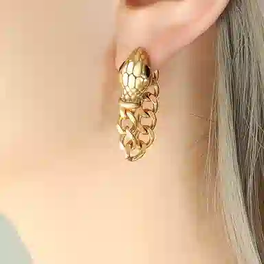 喜潮 蛇头链条耳饰 精致轻奢优雅小众高级感 耳环 女款