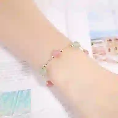 喜潮 少女感红绿 水晶 玉石手链 女款