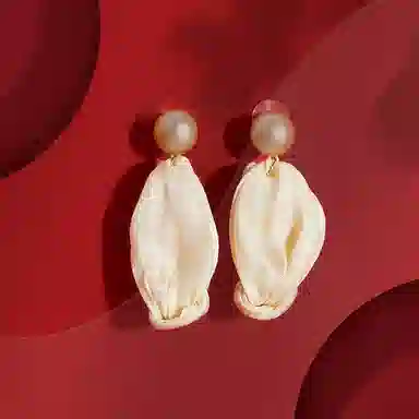 喜潮 白布纯色  甜美优雅时尚轻奢高级感耳饰 合金 耳环 女款
