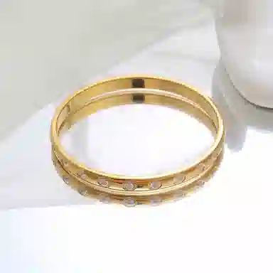 喜潮 欧美金属风个性简约 钛钢 锆石 手镯 女款