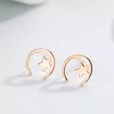 喜潮 极简风星星月亮耳钉女简约小众设计气质耳饰品