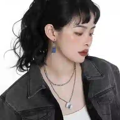 喜潮 项链批发女牛仔布系列双层叠戴小众高级感欧美跨境颈饰甜酷毛衣链