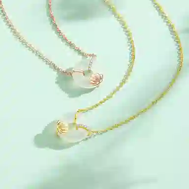 喜潮 莲花平安扣小众高级感 玉髓 项链 女款