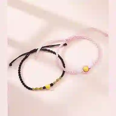 喜潮 可爱心心相印手链男女天使翅膀情侣编织手绳 合金 手链 男女同款情侣款