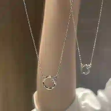 喜潮 莫比乌斯环 轻奢圆环 小众设计感 锆石 项链 女款