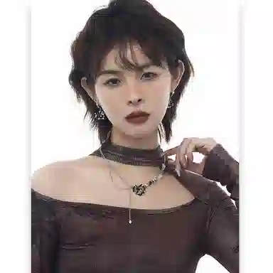 喜潮 锆石绿色爱心锁骨链新款时尚轻奢风项链女百搭高级感饰品