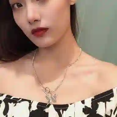 喜潮 时尚个性嘻哈风潮流蝴蝶形状唯美大气 合金 项链 女款
