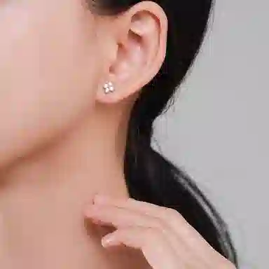 喜潮 花朵微镶钻女日韩新款高级感气质百搭耳饰品
