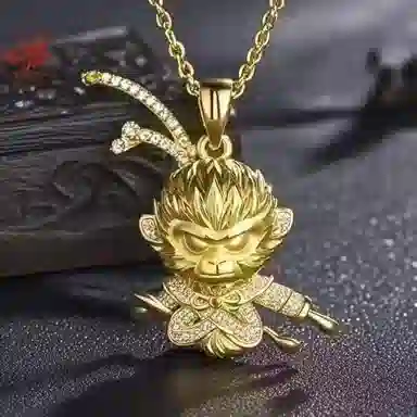 喜潮 黑神话黄铜镀金孙悟空吊坠包金一念成魔猴哥串斗战胜佛 黄铜镀金 项链 男女同款情侣款