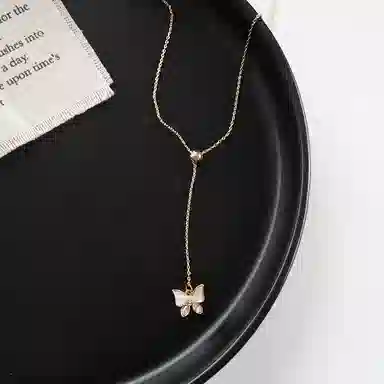 喜潮 俏皮可爱蝴蝶结唯美日常穿搭锁骨链 合金 项链 女款