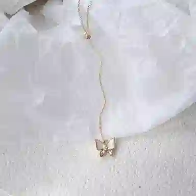 喜潮 俏皮可爱蝴蝶结唯美日常穿搭锁骨链 合金 项链 女款
