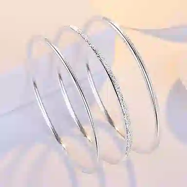 喜潮 素圈三生三世实心磨砂简约 合金 手镯 女款