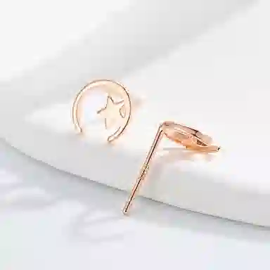 喜潮 极简风星星月亮耳钉女简约小众设计气质耳饰品