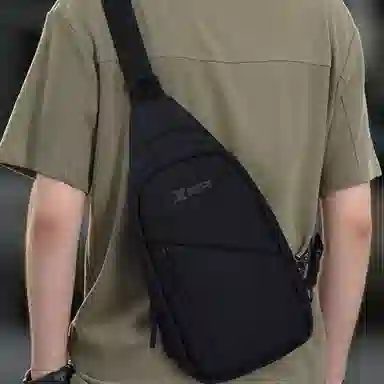 特步 轻便百搭通勤时尚简约 织物 胸包 常规 男款 黑色