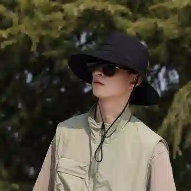 特步 帽子显脸小户外骑行徒步登山帽防晒遮阳帽透气钓鱼帽子大檐西部牛仔帽夏 锦纶 渔夫帽 男女同款情侣款
