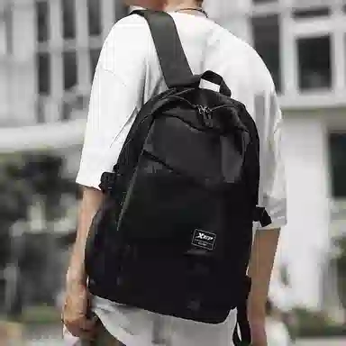 特步 大容量 涤纶 双肩包 男款 曜石黑