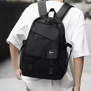 特步 大容量 涤纶 双肩包 男款 曜石黑